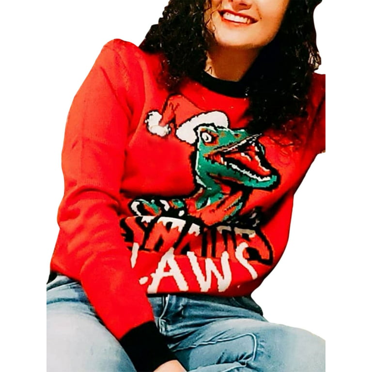 JYYYBF Ugly Christmas Family Matching Sweaters Dinosaur Long