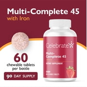 CELEBRATE VITAMINS Multi-Complete 45 Bariatric Multivitamin Chewables with Iron, Forest Berry, 180 Count