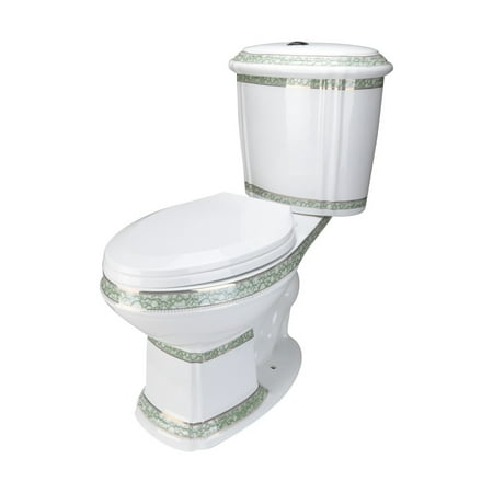 Elongated Bathroom Toilet Dual Flush ADA Green and White With Slow Close