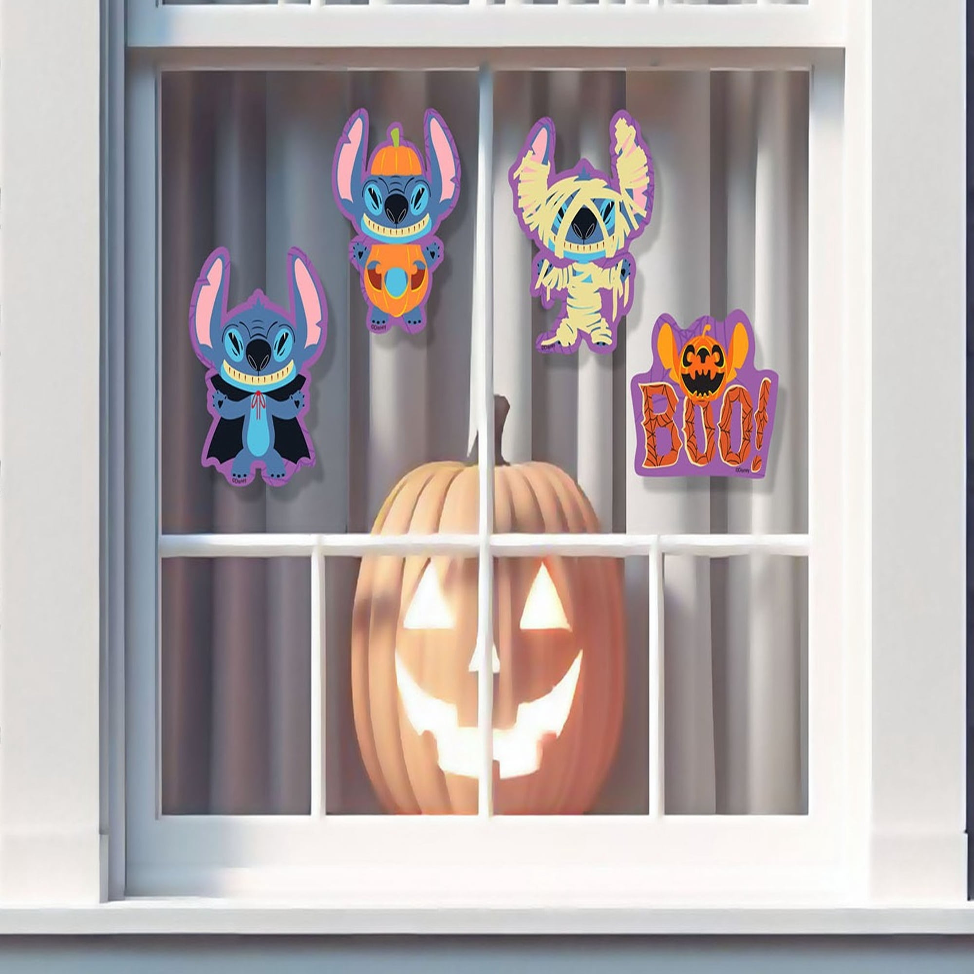 Disney Stitch Halloween Static Window Clings, 16 Count