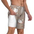 thumbnail image 3 of Picia Chicken pattern Mens Swim Trunks with Compression Liner Stretch Beach Shorts Quick Dry with Zipper Pockets No-Chafing Board Shorts-Large, 3 of 9