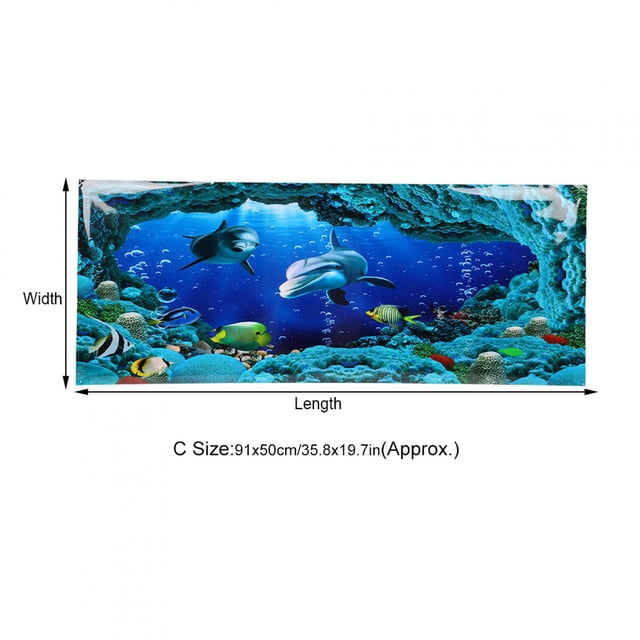 Póster de fondo, pinturas decorativas del mundo marino, pegatina de PVC, paisaje para acuario, pecera, 91x50cm