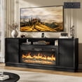 thumbnail image 2 of ANPOO 80" Farmhouse Fireplace TV Stand for TVs up to 90", Electric Fireplace Media Console, 12‑Color Flame, Fluted Entertainment Center with Power Outlet, 2 of 7