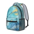 thumbnail image 2 of Teal Gold Marble Backpack for School,Cute School Bag,Schoolbag with Adjustable Shoulder Straps & Padded Back,15.3"x11"x6.7", 2 of 6