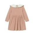 thumbnail image 2 of LittleSpring Peter Pan Collar Dress for Girls Long Sleeve Pink Dress Knee-Length Ribbed Knit Fall Clothes 5T, 2 of 7