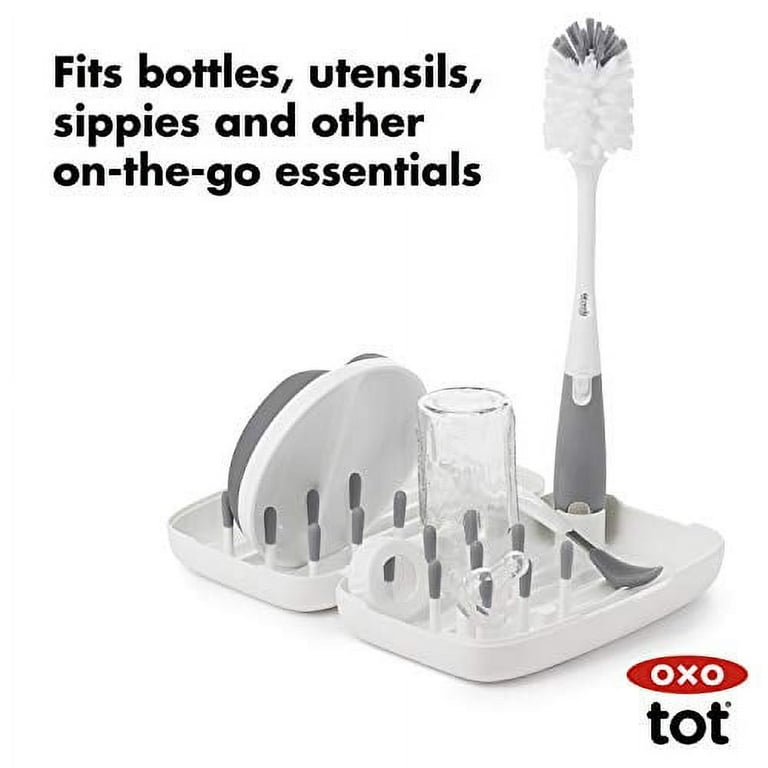 OXO Tot On-The-Go Drying Rack With Bottle Brush - Gray 