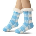 thumbnail image 7 of LYMAYTER Women Slip Grip Socks Fashion Buffalo Plaid Fuzzy Socks Winter Non-Slip Sole Slippers Socks, 7 of 7