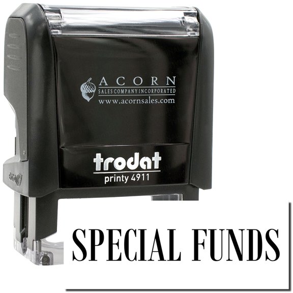 Self-Inking Special Funds Stamp, Trodat Printy 4911, Press and Print Stamping, Impression Size 5/8" x 1-1/2", Up to 10,000 Impressions - Black Ink
