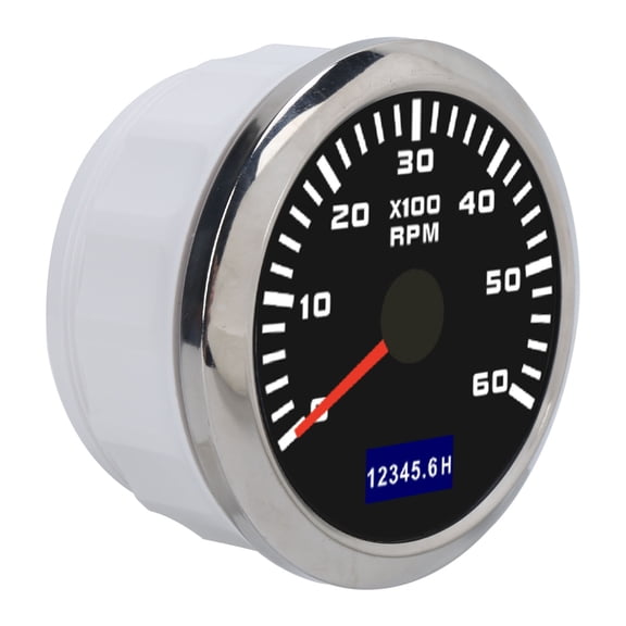 Riousery 85mm / 3.35 inches Car Tachometer Gauge, Low Power Dissipation Red Pointer Universal for Automobiles Boats, 9-32V DC Waterproof Tacho Meter, Black