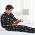 thumbnail image 6 of Fotbe purple cyan brown Skull Pattern Long Sleeve Pajama Set for Men,Sleepwear Set,2-piece Loungewear Set,Soft PJs Comfy Nightwear with Pockets-X-Large, 6 of 7
