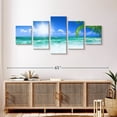 thumbnail image 3 of Elephant Stock Beach Daydream Wall Art - Horizontal Multi Panel Canvas - Living Room Wall Decor - Beach Multi Panel - Blue And Green Decor - 55" x 24", 3 of 8