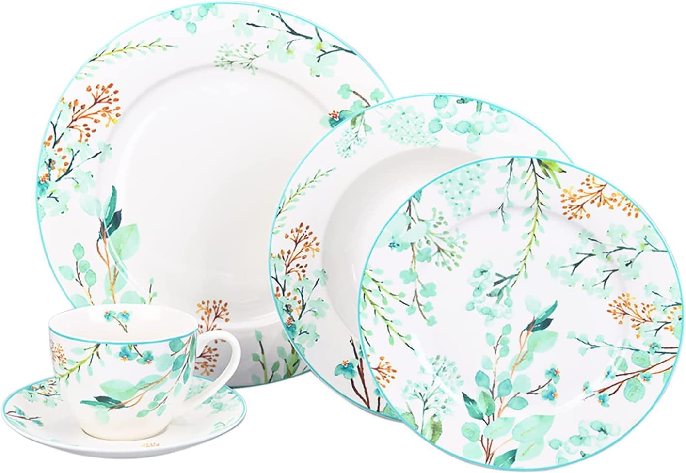 STP Fine Dining Porcelain Dinnerware Set, Botanical Garden, Bone China ...