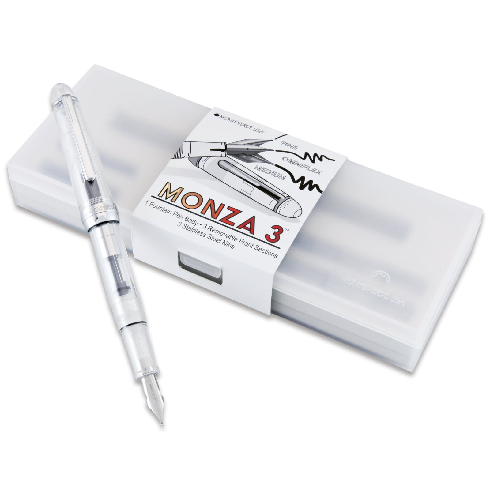 Monteverde Monza 3 Set Crystal Clear Fountain Pen - Clear