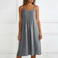 thumbnail image 2 of fheaev Women's Midi Dress Adjustable Spaghetti Strap Sleeveless Pleated Front Flowy for Casual Dark Gray XL, 2 of 9