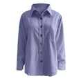 thumbnail image 6 of Purple Womens Tops Womens Corduroy Button Down Shirt Oversized Blouses Tops Long Sleeve Casual Warm Jacket with Pockets Going Out Tops for Women, 6 of 6