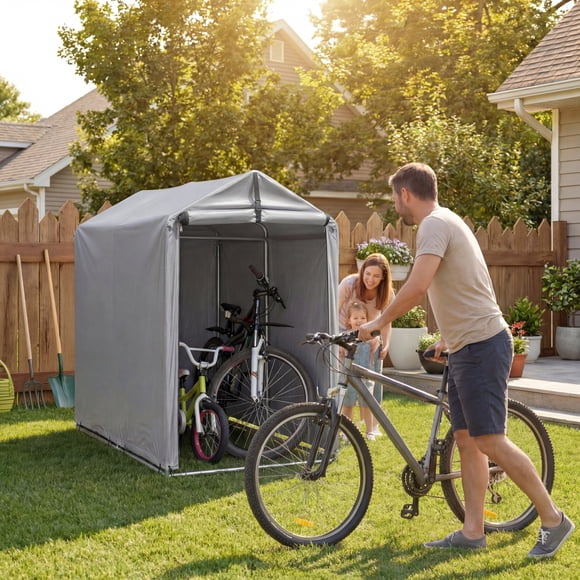Homall Storage Shed 6' x 3' Metal Frame Outdoor Waterproof Carport Shelter with Rollup & Zipper Door Garage Tent for Bike, Motorcycle, Firewood