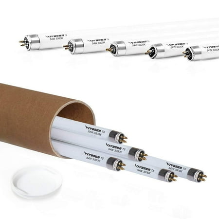 VIVOSUN 4FT 46IN 54W 3000K T5 HO Fluorescent Tubes Warm White Grow Light Bulbs Pack of 5