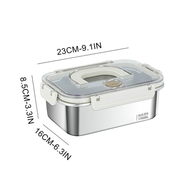 YIKA Tupperware Container 304 Fresh-keeping Box Stainless Steel Sealed Jar Lunch Box Fruit And Vegetable Sealed Bento Lunch Box Kitchen Storage D