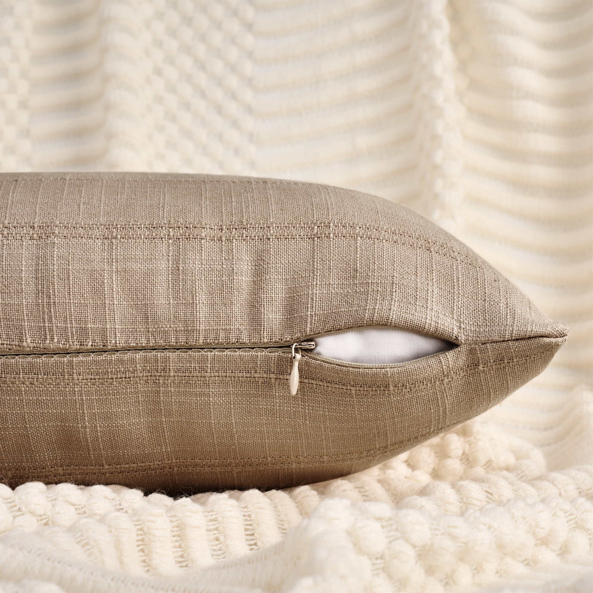 Unique Bargains Linen Soft Solid Throw Pillow Covers Pack of 2 Brown 20" x 12"