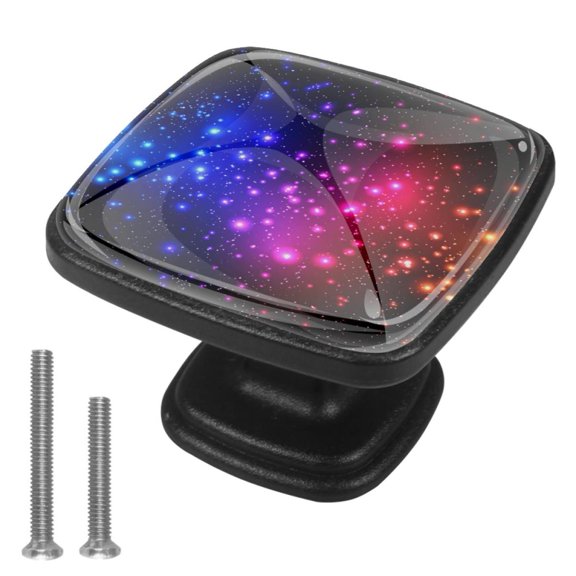 4 Pcs Cabinet Handle Drawer Pulls Shine Starry Sky Galaxy Knobs with Screws Square Furniture Office Cabinet Knob Decoration