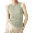 thumbnail image 5 of Womens Sleeveless Ribbed Tank Tops Boat Neck Slim Fit Shirts Summer Beach Vacation Clothes Army Green 2XL, 5 of 6