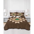 thumbnail image 3 of Brown Green Boho Twin XL Size Down Alternative Comforter, Lightweight Comforter Quilt Bedding Set with Pillow Shams Vintage Southwest Abstract Geometric All Seasons Bed Comforter Duvet Insert 68"x98", 3 of 7