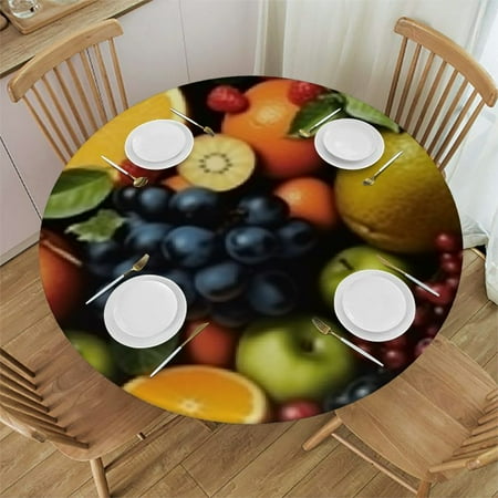 

SHERONV Fruits Theme Round Tablecloth 100% Polyester Stain-Resistant Washable Indoor Outdoor Tablecloth Restaurants Weddings Parties Table Cloth Tablecloths 54 -58
