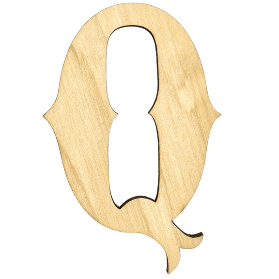 Krafty Supply 12" Tall Birch Plywood Letter Q |1/4" Thick | Western Railroad | Wooden Letters | Craft Alphabet