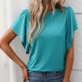 thumbnail image 4 of fatyb Tops pour Femmes T-Shirts à Manches Courtes à Volants Texturés Décontractés Col Rond Blouses d'Été 2025, 4 of 7