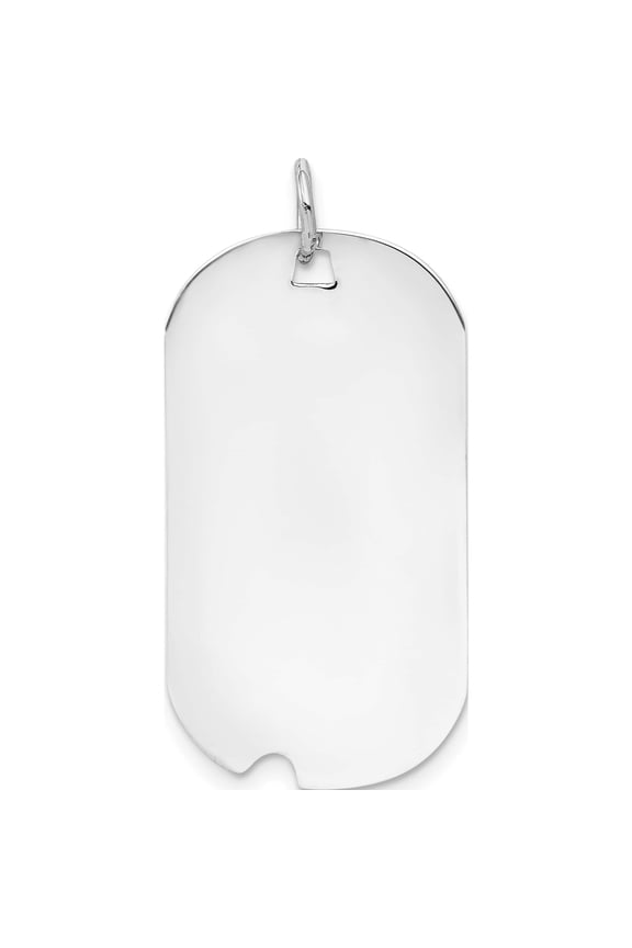 14K White Gold Plain .011 Gauge Engravable Dog Tag With Notch Disc (33 X 16) Made In United States xwm598/11