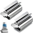 thumbnail image 1 of Exprimidor de pasta de dientes de acero inoxidable de calidad profesional, exprimidor reutilizable de primera calidad para organizar el espacio en baños y salones (2 piezas), 1 of 5