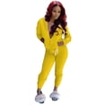 thumbnail image 1 of Women Solid Color Sets Zipper Hood Wear Lounge Wear Suit Sport Set Tops+Pants, 1 of 4