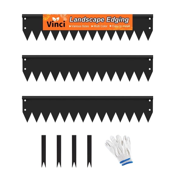 Vinci Landscape Edging Border, 40" L x 4" H 3Pack 10FT Total Black Galvanized Steel Garden Edging with Spikes, Sturdy Elegant Metal Lawn Broder for Flower Beds, Pathways, Paver Edges and Yard