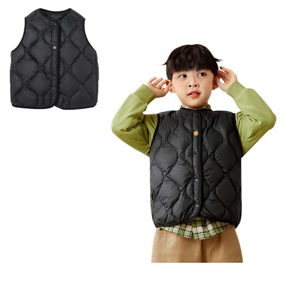 Little Boys Girls Puffer Vest Boys Vest Light Weight Down Vest with Button Down Windproof Down Jacket Sleeveless Winter Warm Outwear Jacket Vest 2-3 Years