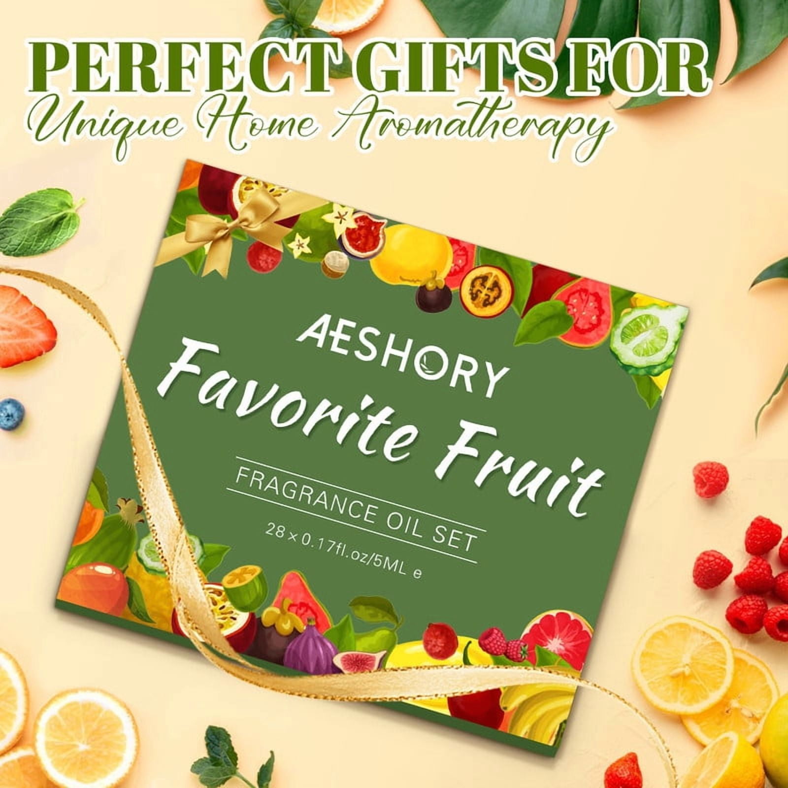 Aeshory 28-Pack Fruit Fragrance Oils Set - 5ml Aromatherapy Oils for Diffusers and Candle Making