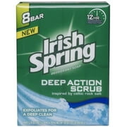 (6 Sets of 8) Irish Spring Deep Action Scrub Deodorant Soap, 8 bars of 3.75 oz. each (6 packs of 8 Bars)