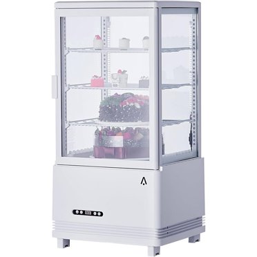 Commercial Refrigerator Display Fridge, 2.4 Cu.Ft. Refrigerated Display Case, Single Door Cake Fridge Beverage Cooler Double-Layered Glass, Interior LED Lighting, Air-Cooling, Automatic Defrost