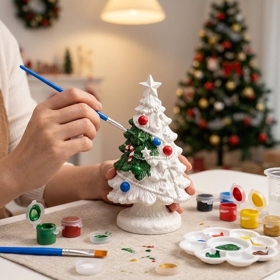 Beginner-Friendly DIY Christmas Figurine Painting Kit,Christmas Ceramics to Paint DIY Plaster Painting Kits,Paint Your Own Holiday Decorations for Home Display and Gift Giving