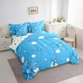 thumbnail image 3 of Feelyou Blue Cherry Blossoms Bedding Comforter Set 7pcs, Cartoon Polkadots Abstract Queen Bedding Sets, Watercolor Flower Reversible Queen Sheet Sets, Microfiber Bedroom Decor, 3 of 8