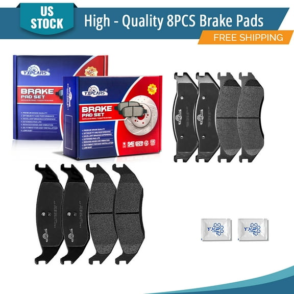 YXPCARS 8PCS Brake Pads(D966 D967), Front & Rear Ceramic Pads for Dodge Durango 2003-2006 Ram 1500 2005 5 Lugs; Laramie, SLT, ST Ram 1500 Van 2003 Rear Disc Brakes