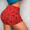 thumbnail image 4 of Daiia Red Ladybugs On White Dotted Pattern Women's Workout Shorts Biker Shorts - High Waisted Workout Spandex Tummy Control Gym Running Yoga Shorts-X-Large, 4 of 8