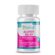 Safrel Allergy Relief Medicine (100 Tablets) Antihistamine, Diphenhydramine HCl 25 mg for Children and Adults | Relieves Sneezing, Runny Nose, Hay Fever Symptoms, Itchy Nose, Eyes and Throat