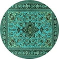 thumbnail image 1 of Ahgly Company Indoor Round Animal Turquoise Blue Traditional Area Rugs, 4' Round, 1 of 4