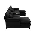 thumbnail image 2 of Modern U-Shape Sectional Sofa, Velvet Upholstered Modular Couch with Console Cup Holders and USB Charging Ports, for Living Room Office Apartment, 2 of 16