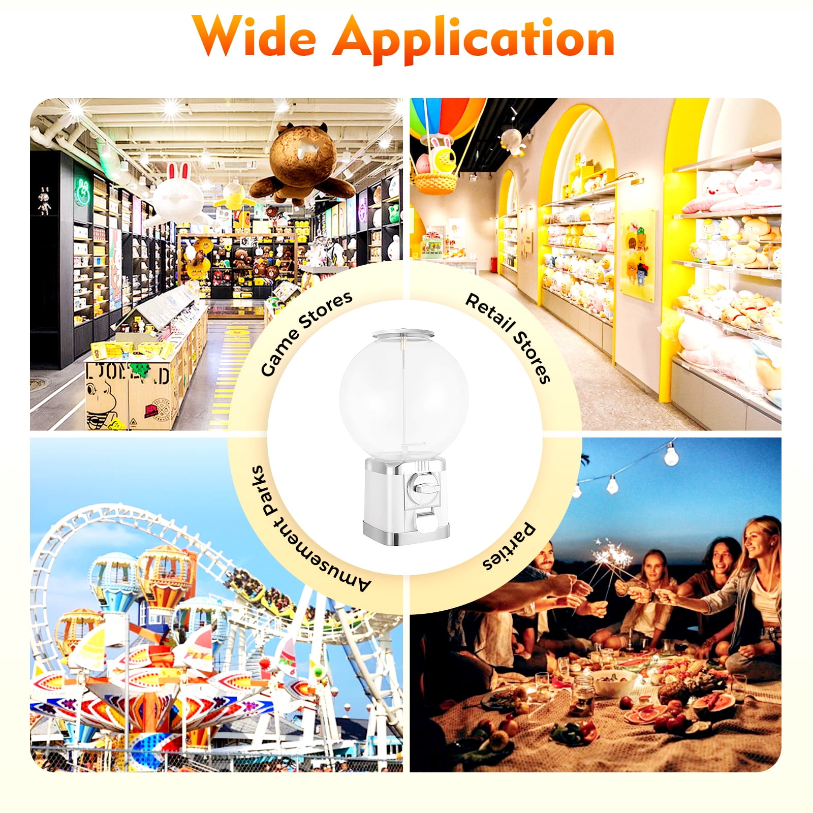 Vending Machine, Candy Vending Machine for Capsule Small Candy Nuts Bouncy Balls,for Game Stores and Retail Stores, 18"Height White