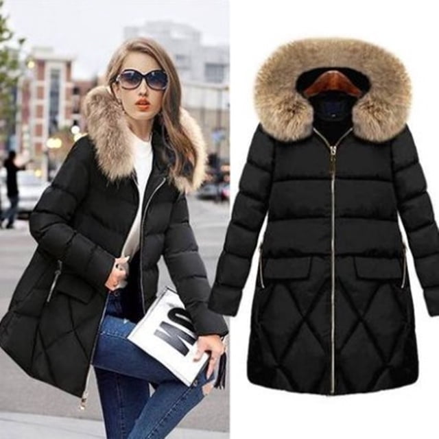 Chaqueta acolchada de algodón de invierno, abrigo de mujer de talla grande, abrigo de mm de grasa, abrigo de algodón acolchado con capucha de 200 kg de largo para mujer