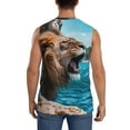 thumbnail image 4 of Pofeuu Ice Blue Coastal Lion Print Men's Muscle T-Shirt, Sleeveless, Muscle Tank, Classic Muscle Tee Top For Men Casual Sleeveless Muscle T-Shirt Trendy Clothes-XX-Large, 4 of 7