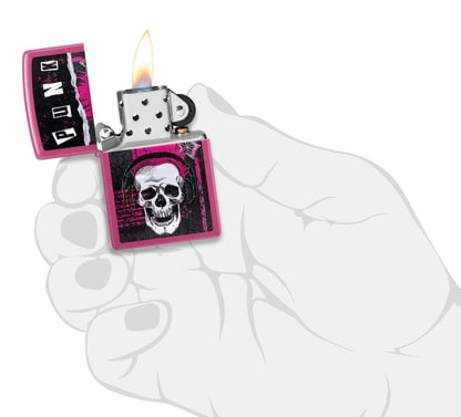 Zippo Lighter - Customized Engraved Message on Windproof Punk Skull Design 46430
