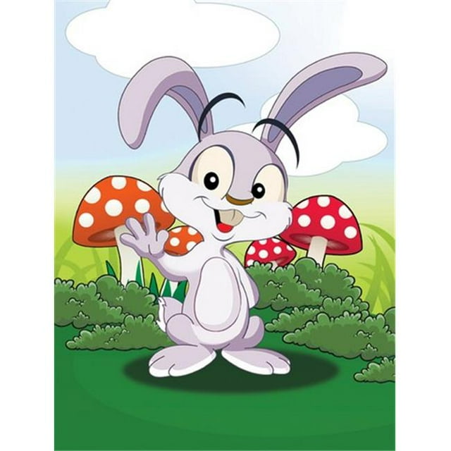 Carolines Treasures APH7632CHF Lapin dans les Champignons Drapeau Toile Maison Taille