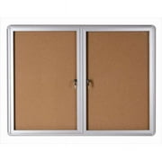 MasterVision VT910101230 36 x 60 in. Cork Bulletin Enclosed Cabinet Board, 2 Door, Aluminum Frame